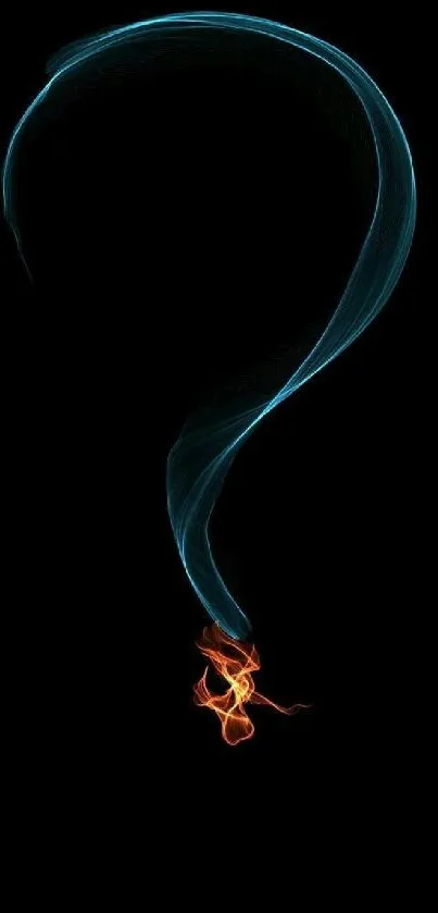 Mystical smoke forming a question mark on black background.