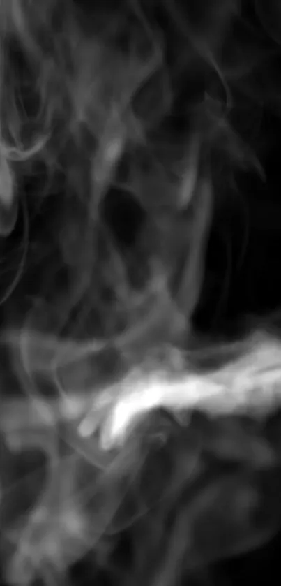 Ethereal smoke design on black background for mobile wallpaper.