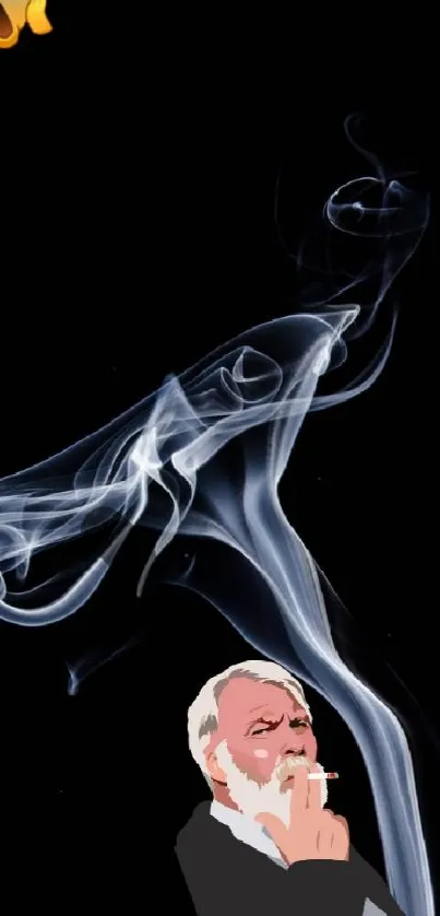 Mystical smoke artwork with emotive design on a dark background.