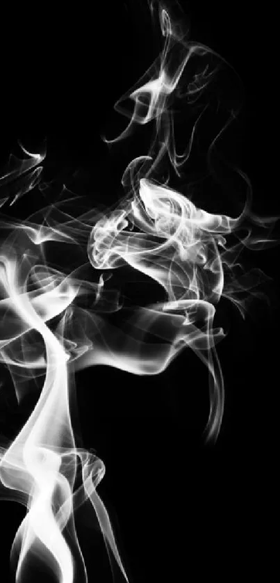 Abstract white smoke on black background.