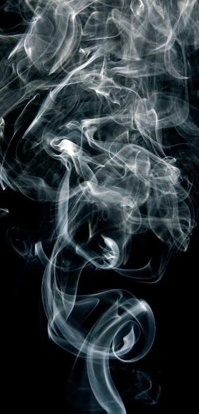 Black wallpaper with ethereal white smoke swirls creating a mystical effect.