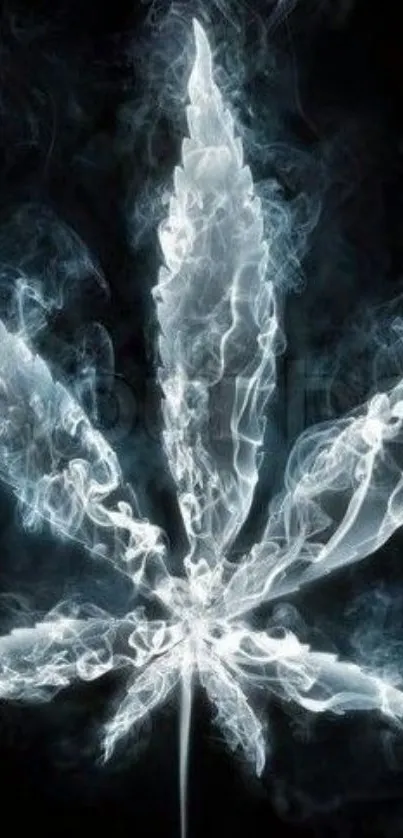 Ethereal smoky leaf design on dark background, captivating and artistic.