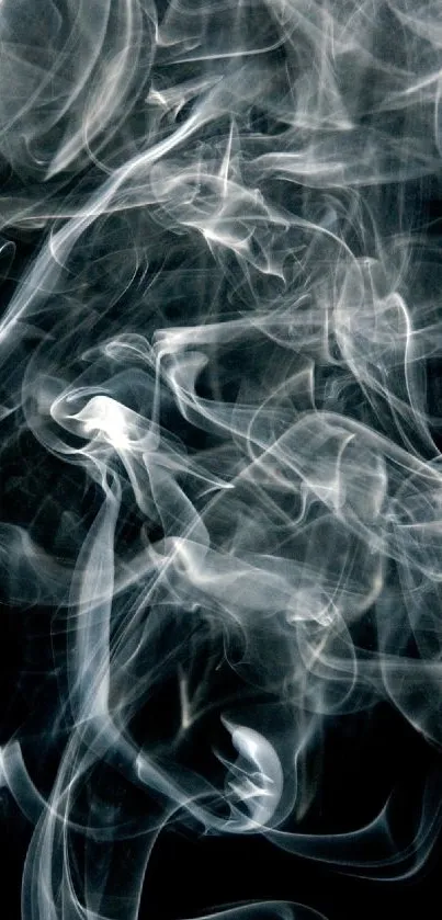 Intricate swirling smoke pattern on a dark mobile wallpaper.