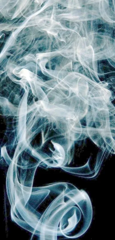 Delicate white smoke swirling on a dark background for mobile wallpaper.