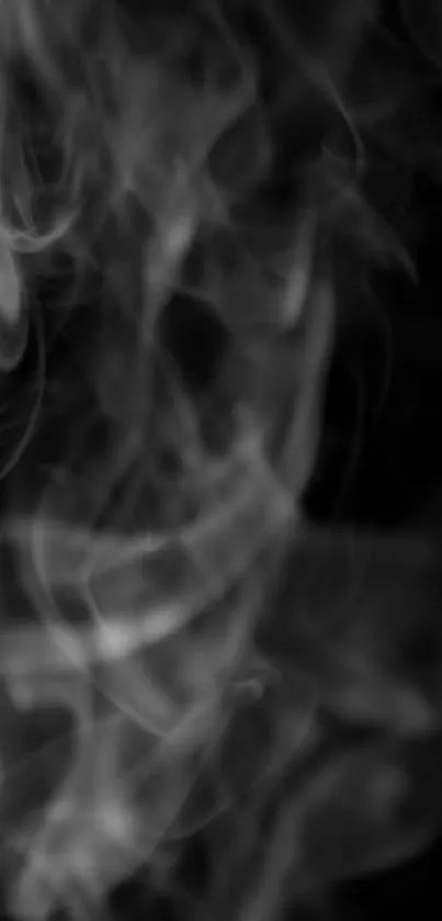 Ethereal swirls of smoke in black and gray mobile wallpaper.