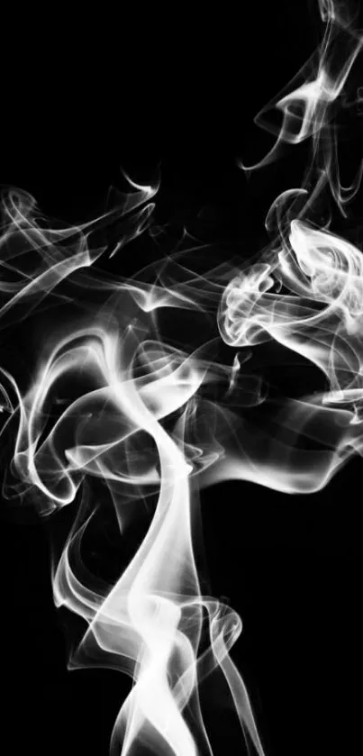 Mystical white smoke on black background wallpaper.