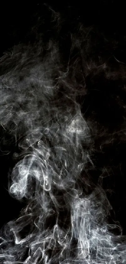 Black and white smoke design on dark background.