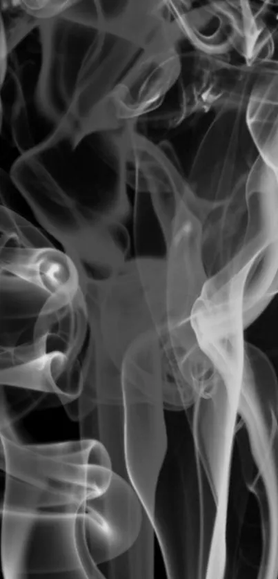 Mystical smoke patterns in grayscale for mobile wallpaper.