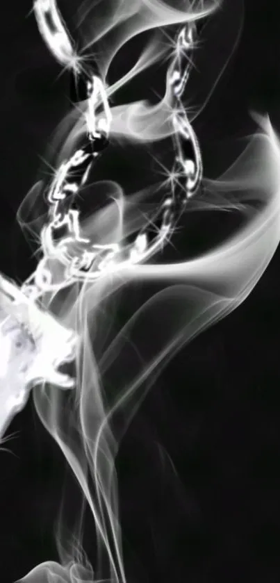 Elegant white smoke curls on a dark background, creating a mystical effect.