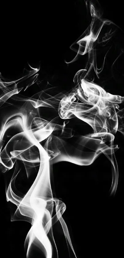 Elegant white smoke on a black background, creating a minimalist and artistic wallpaper.