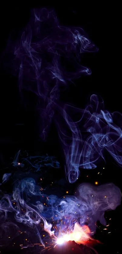 Vibrant mystical smoke and spark mobile wallpaper.