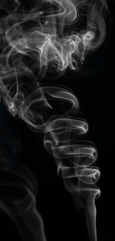 Black and white swirling smoke design wallpaper.