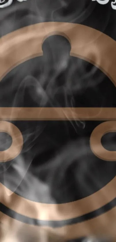 Mystical brown symbol wallpaper with swirling smoke.