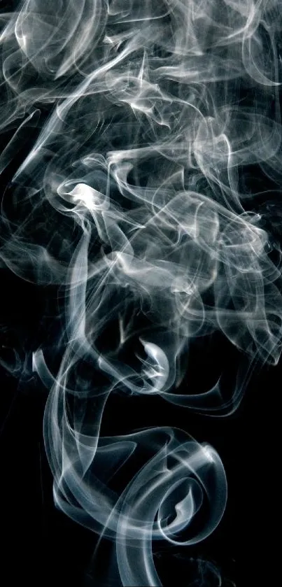 Elegant abstract smoke design on a black background for mobile wallpaper.