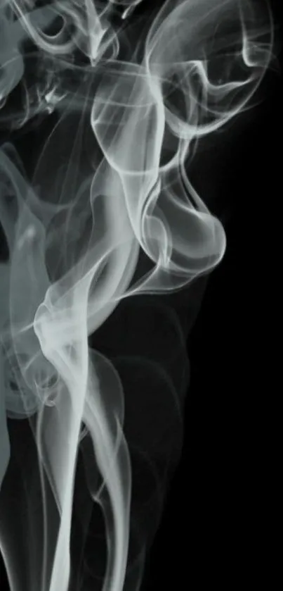 Elegant white smoke swirls on black background wallpaper.