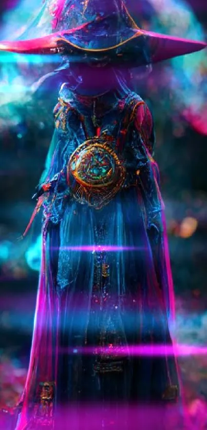 Mystical sorceress with vibrant colors and magical aura.