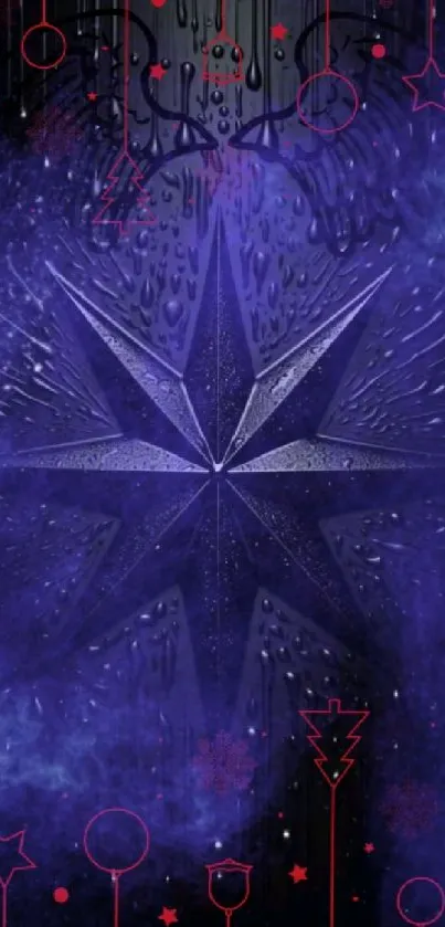 Starburst pattern in deep blue on mystical night sky background.