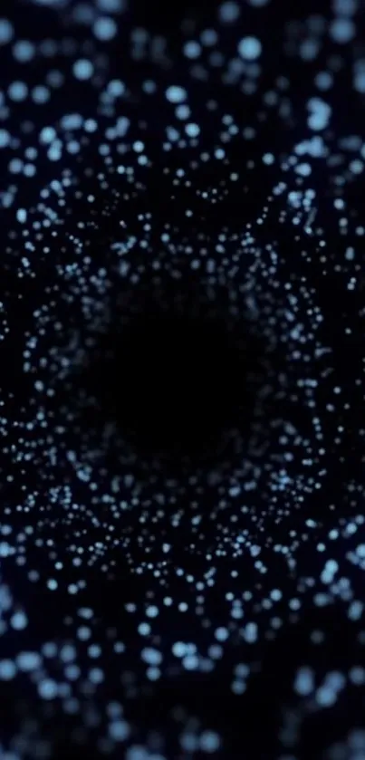 A mystical dark blue wallpaper with glowing starry particles forming a tunnel.