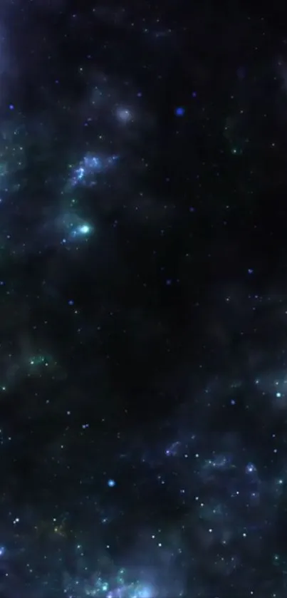 Mystical starry space wallpaper with galaxies and stars.