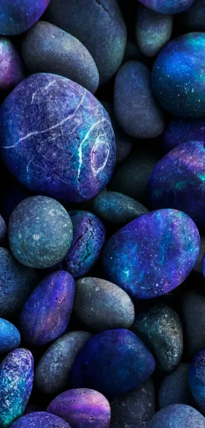 Vibrant mystical stones in blue and purple hues for phone wallpaper.