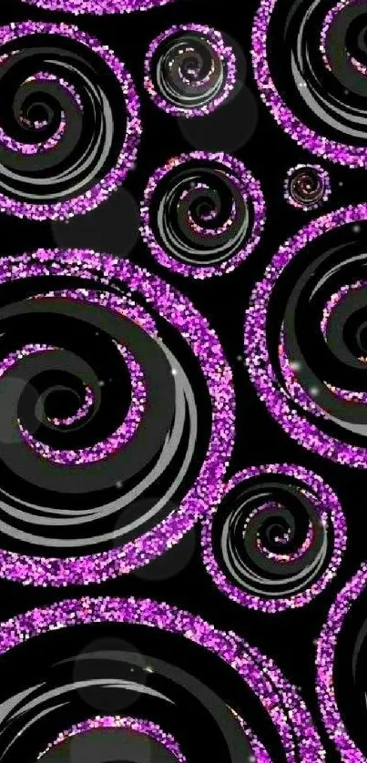 Abstract galaxy wallpaper with purple and black spirals, cosmic design.