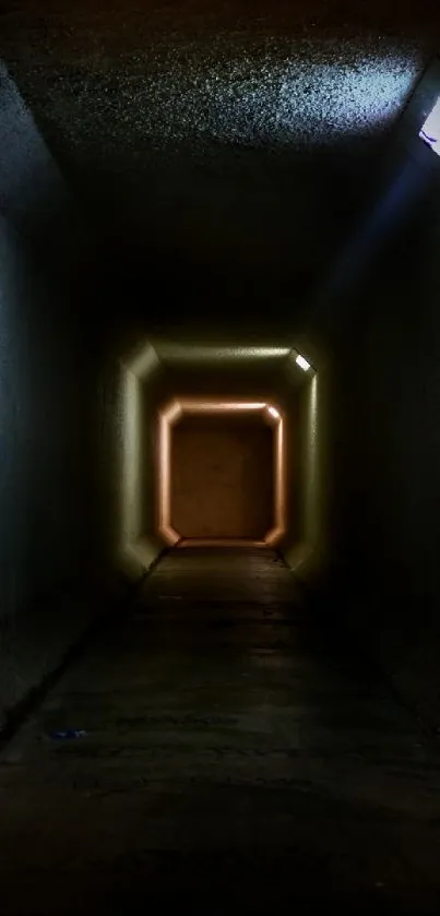 Mystical tunnel with ambient lighting on mobile wallpaper.