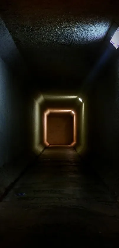 Dark tunnel with ambient lighting, creating a mysterious and captivating ambiance.