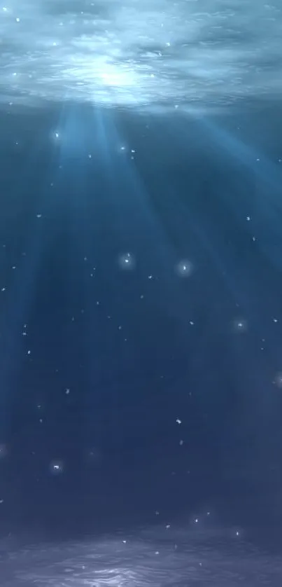 Mystical underwater wallpaper with blue hues and glowing ambient lights.