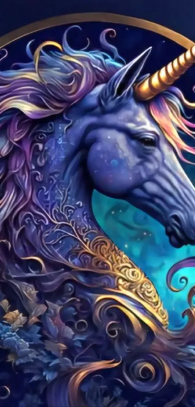 Mystical unicorn in vibrant fantasy art wallpaper.