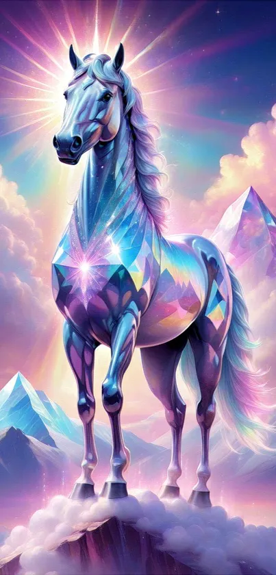 Vibrant mystical unicorn with crystal effects and purple hues.