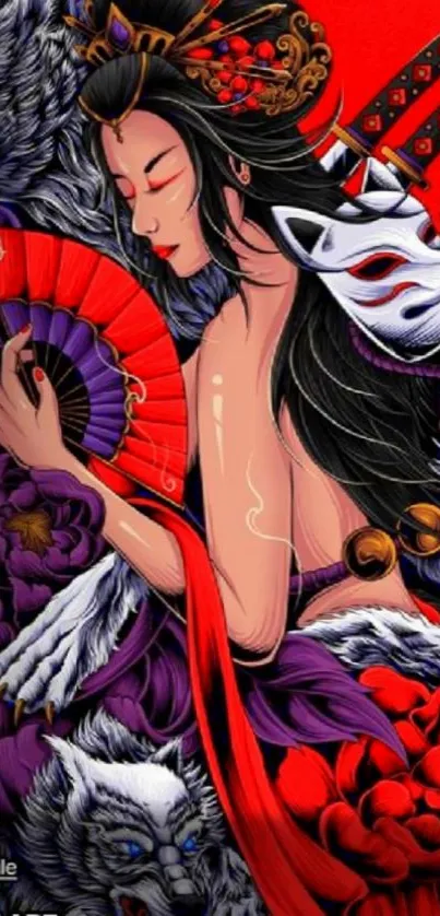 Intricately designed mystical warrior art wallpaper.