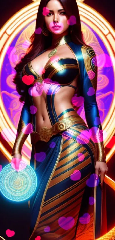 Fantasy artwork of a mystical warrior with vibrant colors and intricate design.