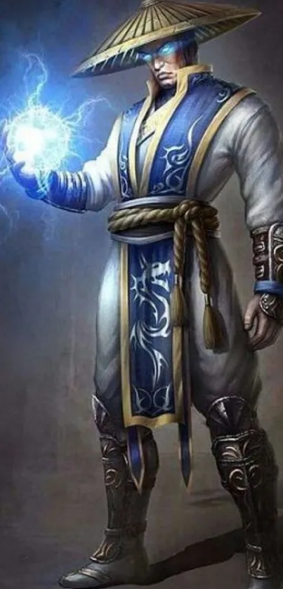 Mystical warrior with lightning power in mobile wallpaper.