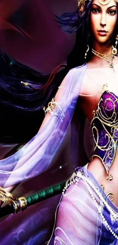 Fantasy warrior princess with purple hues.