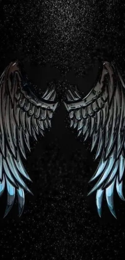 Intricate wing design on dark background.