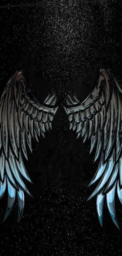 Mystical wings artwork on a starry black background.