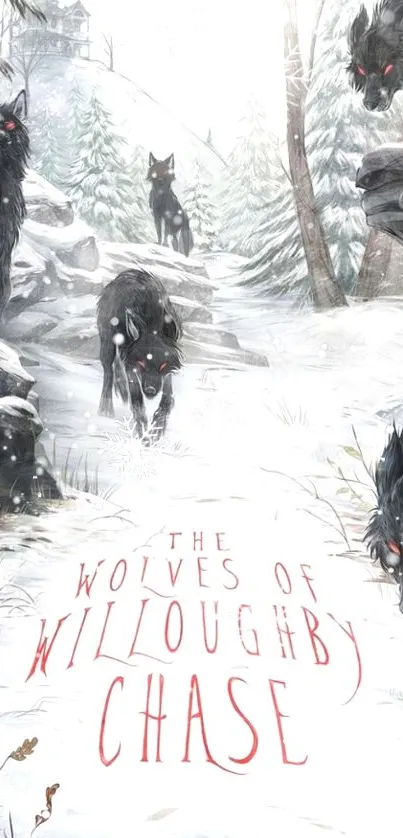 Mystical wolves in a snowy forest setting, ideal for wolf lovers.
