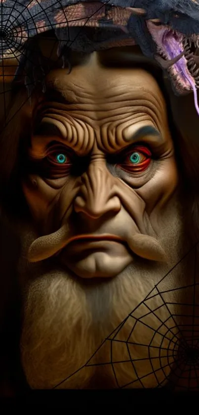 Artistic depiction of a mystical wizard with vibrant features and detailed textures.