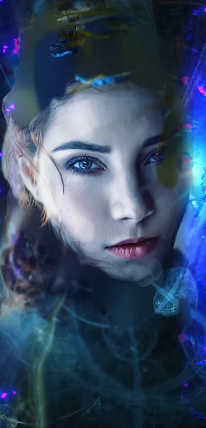 Mystical woman digital art with vibrant colors.