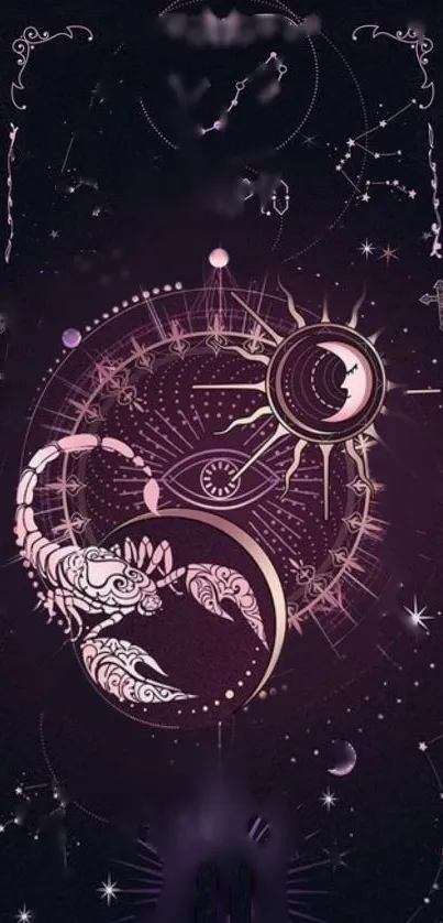 Mystical Scorpio zodiac wallpaper with celestial design.