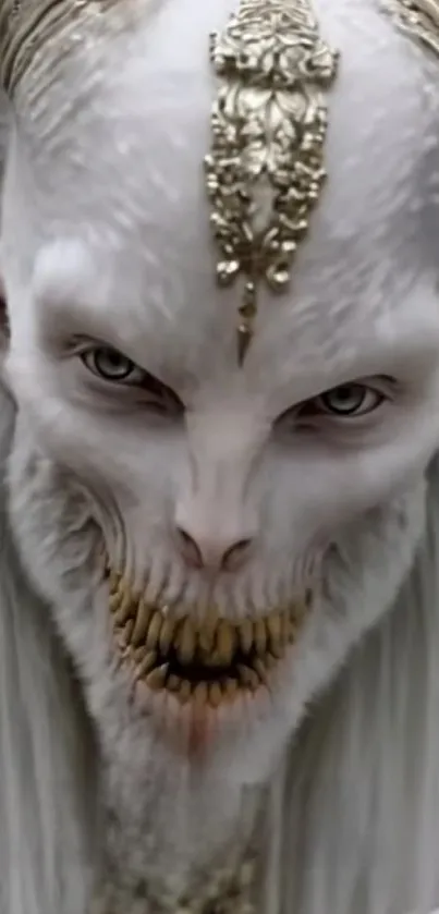 Intricate mythical creature with fierce expression and ornate details.