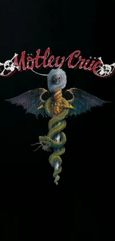 Mötley Crüe phone wallpaper with snake and skull design.