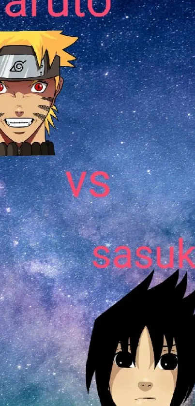 Naruto vs Sasuke in cosmic background.