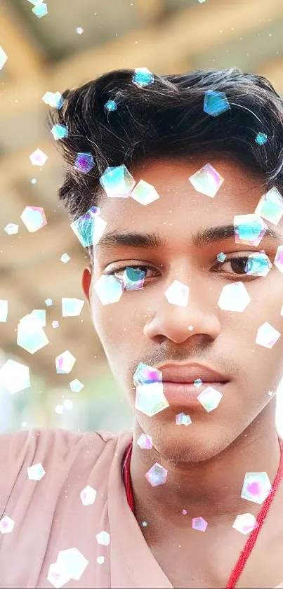 Portrait of a young man in natural light, perfect for phone wallpaper.