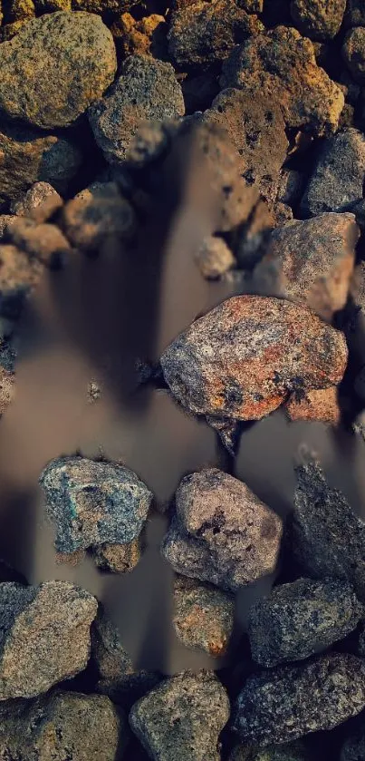 Natural stone wallpaper featuring rugged earthy rocks.