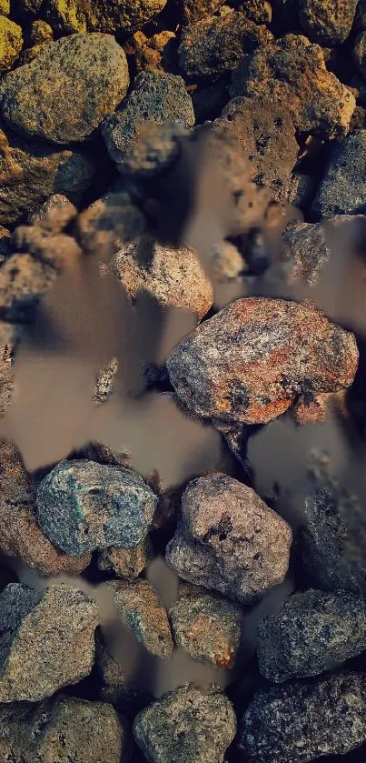 Natural stone texture wallpaper featuring earthy tones and rugged rock formations.