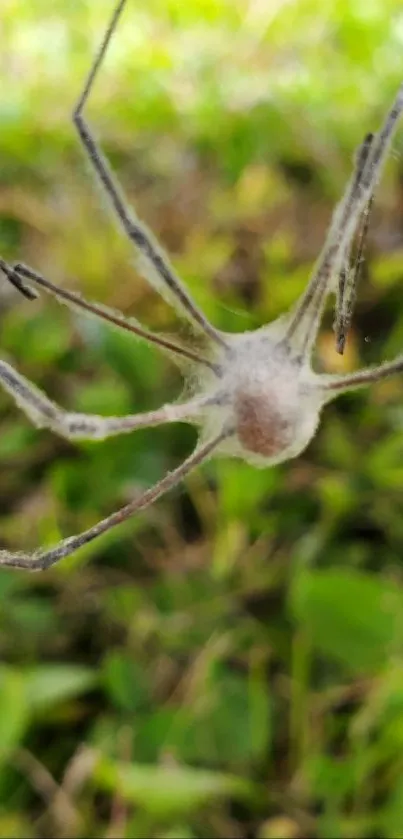 Spider web in natural greenery mobile wallpaper.