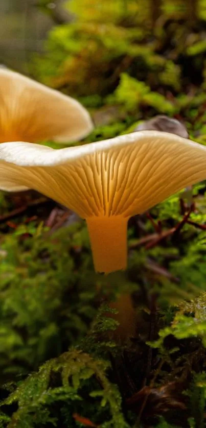 Elegant mushroom in a lush forest setting.