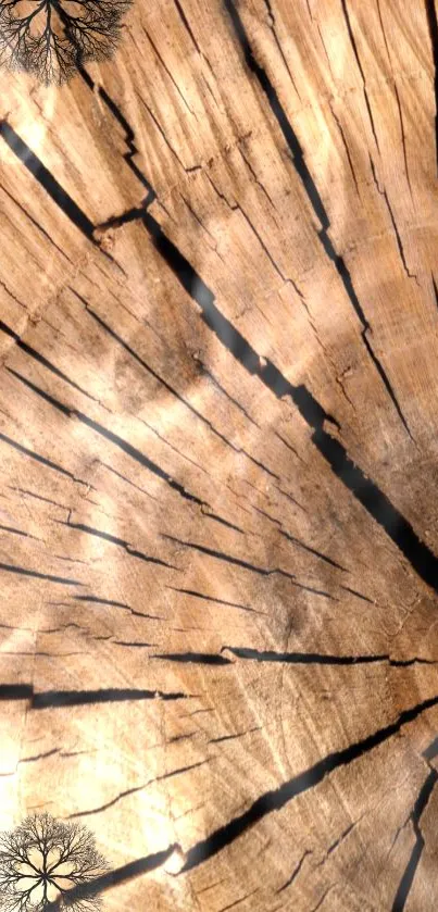 Wooden texture mobile wallpaper with tree rings.