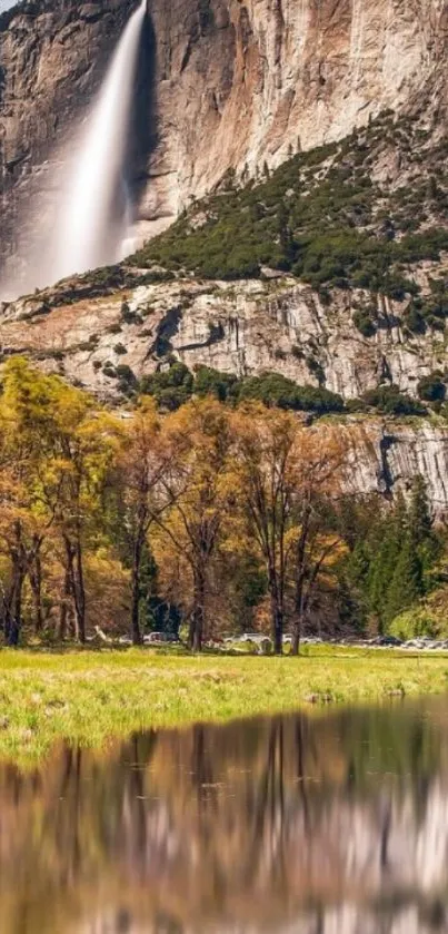 Lush landscape with waterfall and vibrant green scenery.